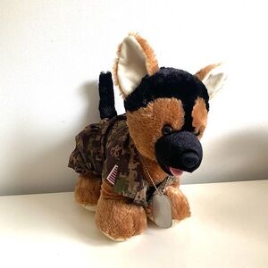 Build a Bear German Shepherd Dog with Military Outfit Dog Tag